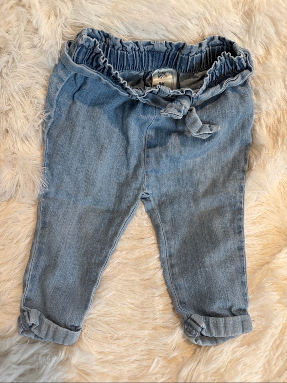 Light Blue Elastic-Waist Denim Jogger Jeans for Kids